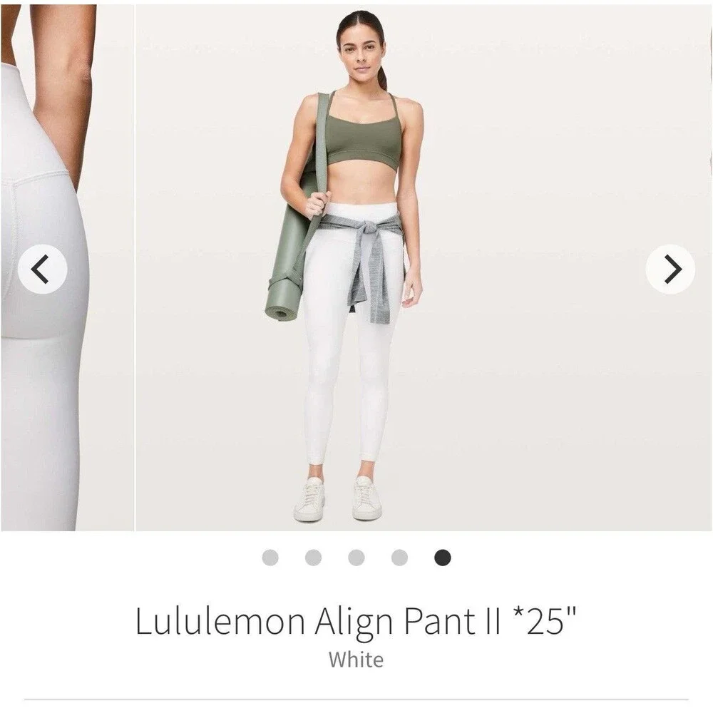 Lululemon Align White Ankle Leggings 25" High Waist Regular Women's Size 8 - Picture 1 of 7